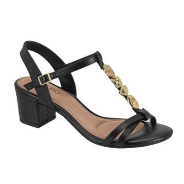 Imagem de Sandalia Feminina Beira Rio Conforto Festa Salto Bloco Médio Detalhes Pedraria Ref: 8246.1213-Feminino