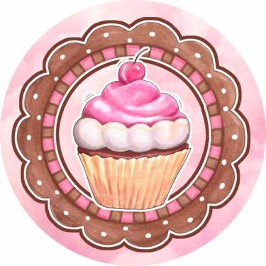 Imagem de Painel de Lona Redondo Confeitaria CupCake Algodão Doce - Fabrika De F