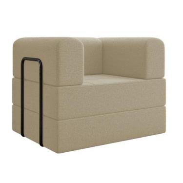 Imagem de Poltrona Decorativa Joana Modular Sala Linho Para Sala Cor:Linho Bege 