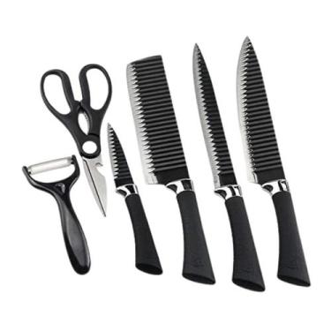 Imagem de Kit Facas Cozinha 6 Peças - Cutelo, Tesoura, Descascador - Genérico