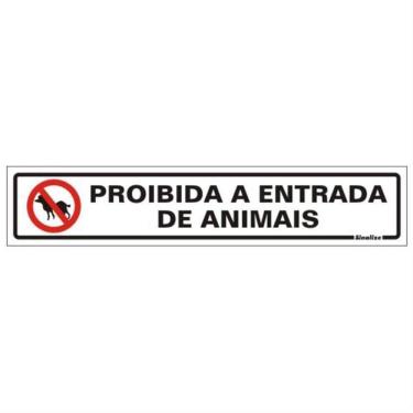 Imagem de Placa de Poliestireno Autoadesiva 5x25cm Proibido A Entrada de Animais 200 Bo Sinalize Placa Ps