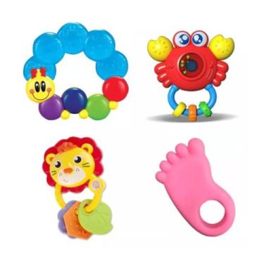 Imagem de Conjunto C/ 4 Chocalhos e Mordedores Para Bebês - Zoop Toys E Pais & F