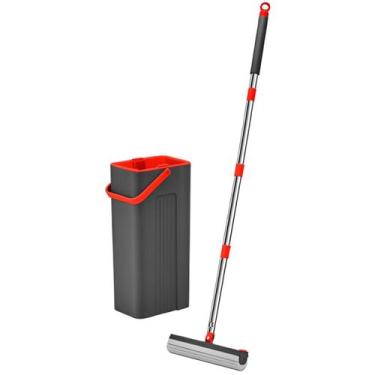 Imagem de Mop Esponja PVA com Balde Cabo Aço Inox 125cm Preto e Vermelho - POWER