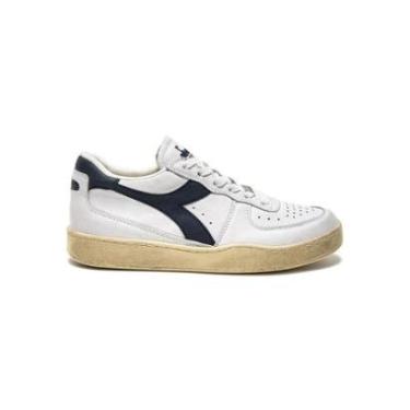 Imagem de Tênis Casual Unissex Diadora MI Basket Low Used Branco e Azul-Unissex