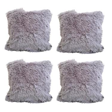 Imagem de Kit 4 Capa Almofada Felpuda Marina Fofa Pelúcia Sofá 42x42cm - Multiar