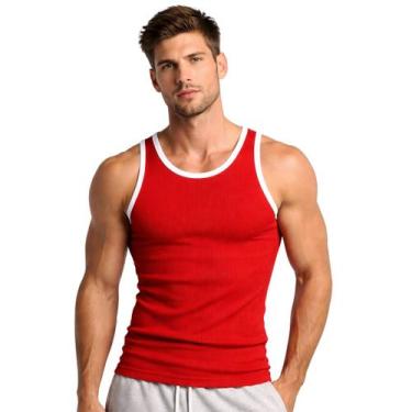 Imagem de Regata Masculina Americana Academia Canelada 100 Algodão - APONTAL, Az