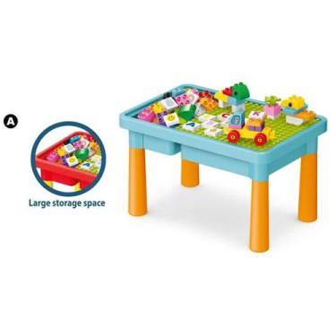 Imagem de Mesinha Criativa Baby Land Com 56 Blocos Kids Home, Azul