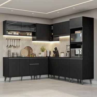 Imagem de Armário De Cozinha Completa De Canto 445 Cm Preto Nice Madesa 01 Preto