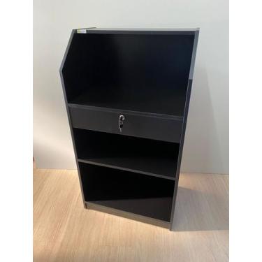 Imagem de Balcão Informatica Preto Para Recepção Loja Caixa - INFINITILUX MOVEIS