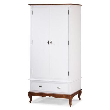 Imagem de 	Guarda Roupa Solteiro 2 Portas 1 Gaveta 60406 Linz Móveis - Branco/Imbuia