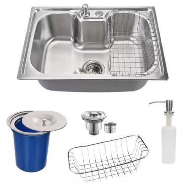 Imagem de Cuba Cozinha Gourmet 60x42cm Inox 304 + Kit Com Lixeira 5l - Stillus H