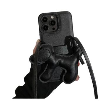 Imagem de Capa Protetora De Luxo Preta Coreana Com Alça Transversal E Porta-Cart