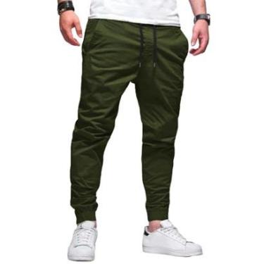 Imagem de Calça Jogger Plus Size Sarja Masculina Skinny Com Punho S01plus-Off White-G4-Masculino