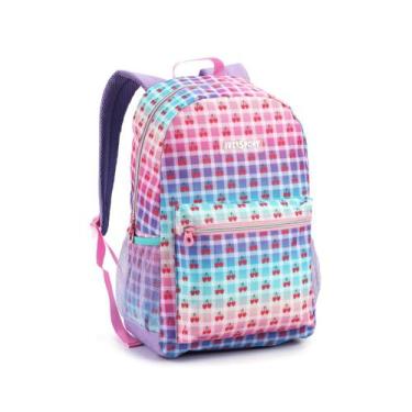 Imagem de Mochila Costas Bolsa Juvenil Grande Reforçada Feminina - Denlex, Rosa