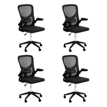 Imagem de Laraz, Kit 4 Cadeiras escritório rodizio office Base Preta Bytes