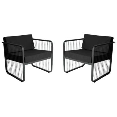 Imagem de Conjunto 2 Poltronas Área Externa Santiago Fibra Sintética Preto Acesse Móveis