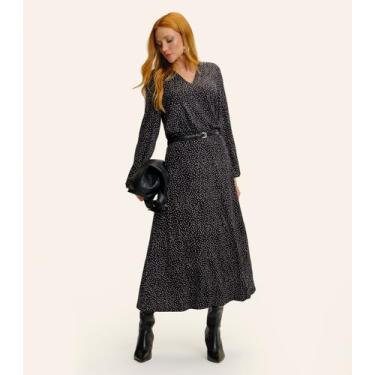 Imagem de Saia Feminina Midi Visco Maquinetada Endless Preto, M, Preto