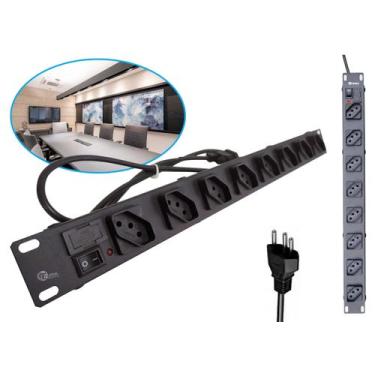 Imagem de Régua Protetor Filtro De Linha Rack 19'' 1u 8 Tomadas 10A Bivolt - IPE
