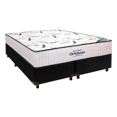 Imagem de Cama Box Preto e Colchão Queen High Foam Ortobom