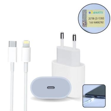 Imagem de Kit Carregador Compatível iPhone X 11 12 13 14 Usb C Fonte 25w e Cabo 