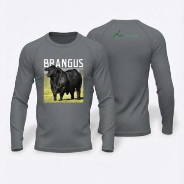 Imagem de Camiseta Masculina Performance Brangus Cinza Manga Longa UV50+, GG