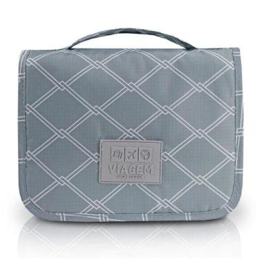 Imagem de Necessaire Com Gancho Para Viagem Estampa Listrada Jacki Design Cinza