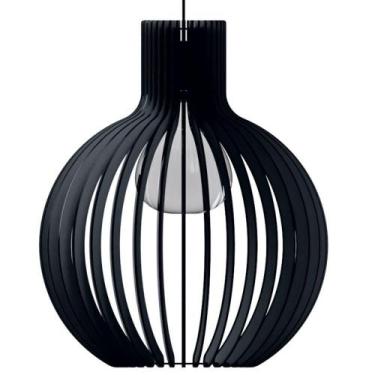 Imagem de Luminária Teto Tipo Pendente Cúpula Mdf - Completa Cor: Preta - LENOBR