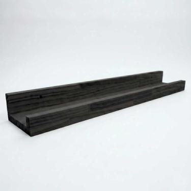 Imagem de Prateleira de Parede Tipo Calha 90cm em Madeira Pinus Preto - ArtFacto