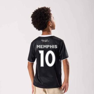 Imagem de Camisa Corinthians Corinto Juvenil Preta 10 Memphis, 8 ANOS