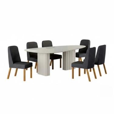 Imagem de Conjunto Sala de Jantar Ísis 2,00m com 6 Cadeiras Tampo Orgânico Off W