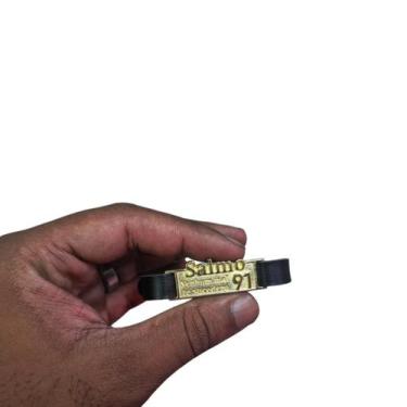 Imagem de Pulseira Salmo 91 Couro com Detalhes Dourados Unisex - Pacote com 10 U