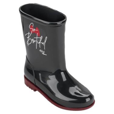 Imagem de Bota Galocha Minnie Rain Fun Infantil - Grendene, Preto verm gltr, 28