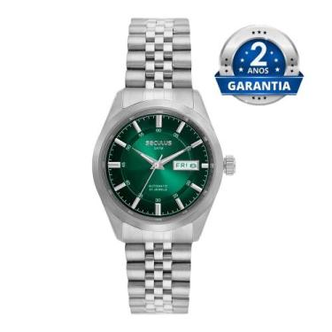 Imagem de Relogio Seculus masculino Automatico mostrador verde aço inox antialér