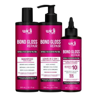 Imagem de Kit Widi Care Bond Gloss Repair Shampoo, Leave-In e Máscara Líquida