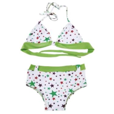 Imagem de Biquini meninas com lateral larga  nº 4 AO 10 Mar & Flor, Verde pistac