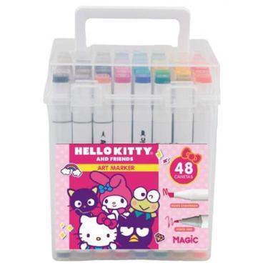 Imagem de Kit Hello Kitty 48 Cores Art Marker - Canetas de Ponta Dupla - Magic K