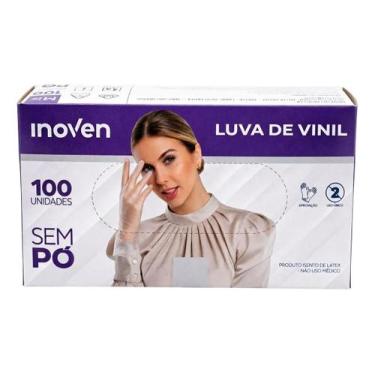 Imagem de Luva de Vinil Descartável Sem Pó 100 Unid Inoven Tam M