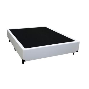 Imagem de Cama Box Casal Blindado Extremo Reforçado Estrutura em Madeira Sintético Branco Homequeen