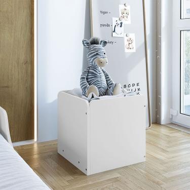 Imagem de Baú Organizador Infantil Multiuso em MDF 37cm Branco para Brinquedos Roupas e Enxoval Infantile Móveis