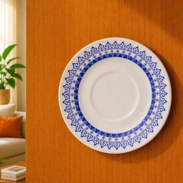 Imagem de Pires Decorativo de Parede Grecia com Suporte em Cerâmica Branco