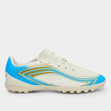 Imagem de Chuteira Society Adidas F50 Messi Club, Bege, Azul, 42