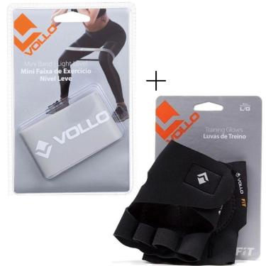 Imagem de Kit de Acessórios para Treino Vollo Training com Mini Band e Luva de Neoprene e TPE Cinza e Preto Vollo Sports