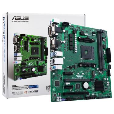 Imagem de Placa Mãe Asus Pro A520M-C II-CSM Socket LGA AM4 VGA DDR4 CSM Design Profissional LGA AM4
