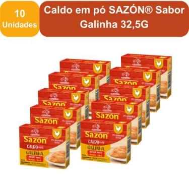 Imagem de Kit 10 Unidades Caldo em pó SAZÓN Sabor Galinha 32,5G