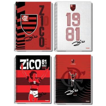 Imagem de Kit c/4 cadernos univ 80f flamengo zico sortido - credeal