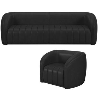 Imagem de Kit Sofá 4 Lugares Para Sala 292cm com 01 Poltrona Lazio M03 Corano Pr