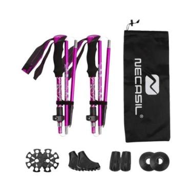 Imagem de Bastões De Trekking Ultraleves Ajustáveis 2 Peças Dobráveis Para Camin