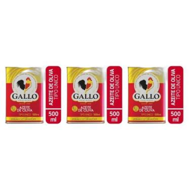 Imagem de Kit 03 Azeite Oliva Tipo Unico Lata Gallo 500ml