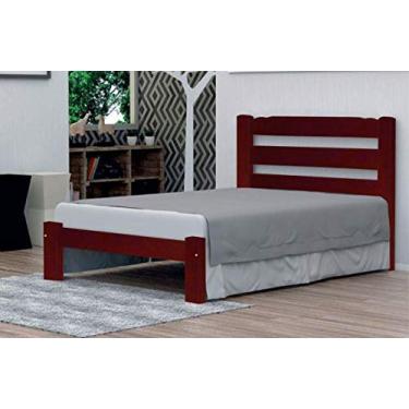 Imagem de Cama de Casal Londres de Madeira Maciça Angelim Pedra/Tauari - Cor Mogno