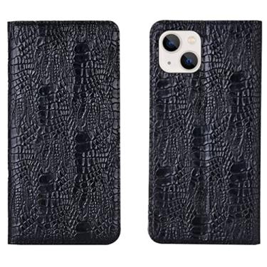 Imagem de LAHappyL Capa carteira flip para iPhone 13 Pro Max/13 Pro/13/13 Mini capa de couro legítimo com função de suporte para cartão, fecho magnético, preta, 13 mini 13 polegadas